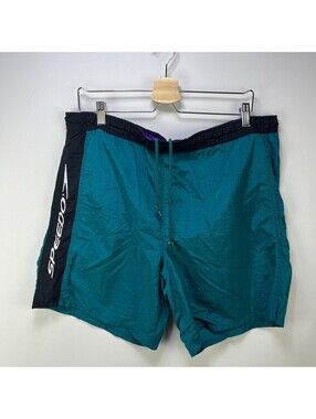 Vintage 90s Speedo Side Logo Nylon Swim Trunks XL
